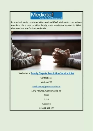 Family Dispute Resolution Service Nsw | Mediatefdr.com.au
