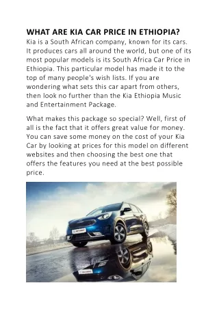 WHAT ARE KIA CAR PRICE IN ETHIOPIA