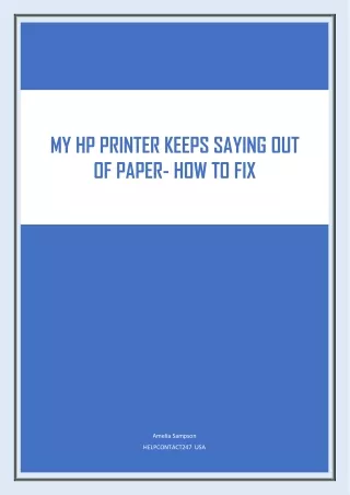 My Printer Says Out of Paper- How to Fix