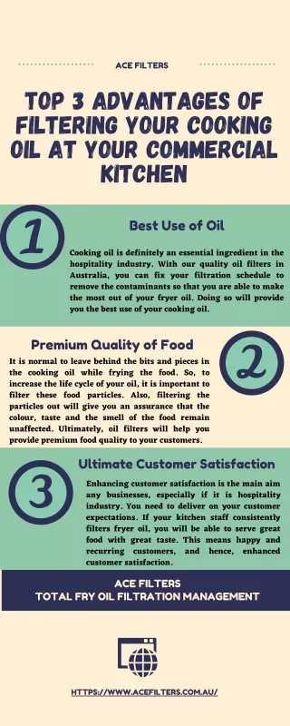 Top 3 Advantages of Filtering Your Cooking Oil at your Commercial Kitchen - Ace