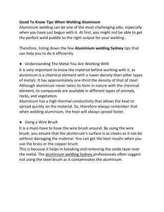 good to know tips when welding aluminum aluminium