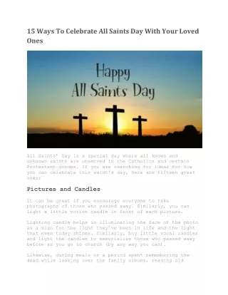 15 Ways To Celebrate All Saints Day With Your Loved Ones