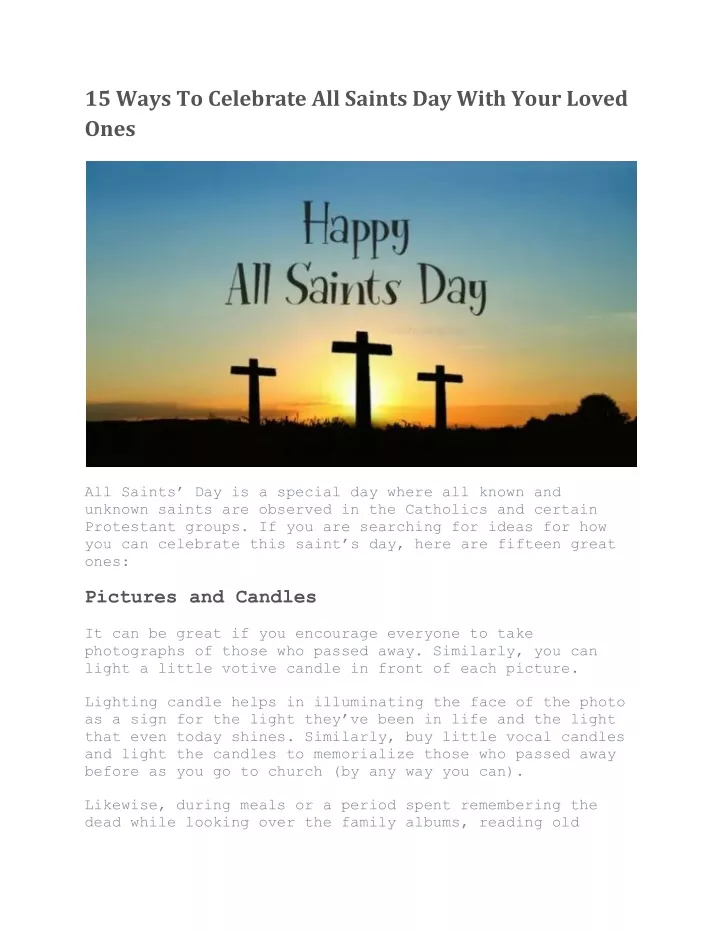 15 ways to celebrate all saints day with your