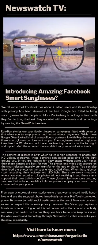 Newswatch TV: Introducing Amazing Facebook Smart Sunglasses