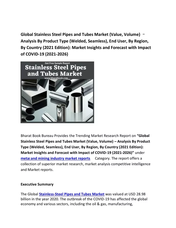 global stainless steel pipes and tubes market