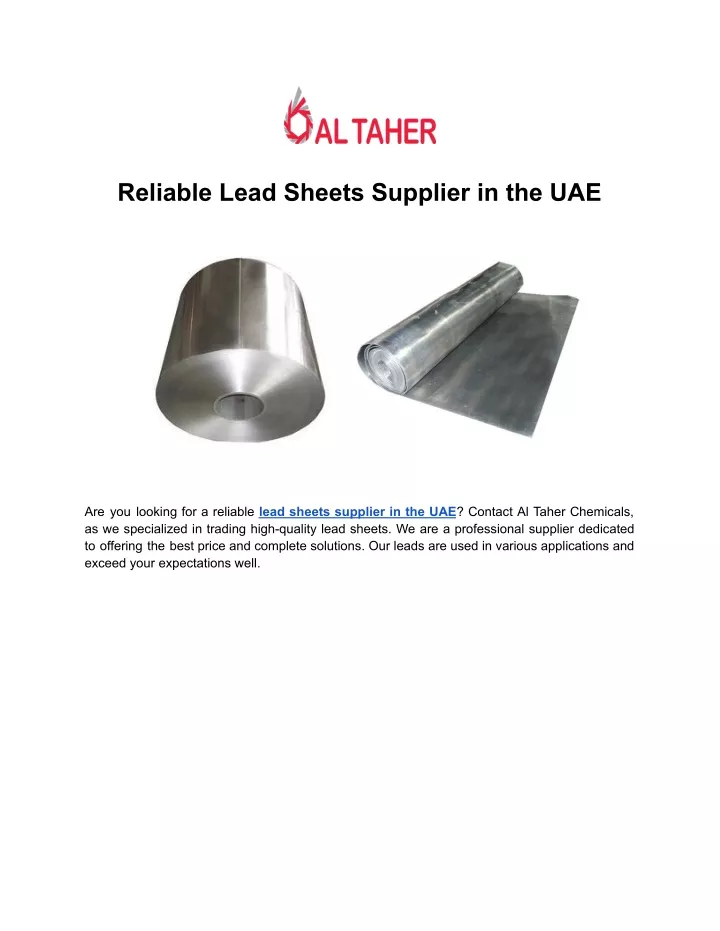 reliable lead sheets supplier in the uae