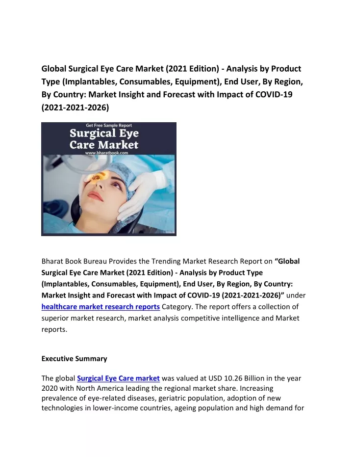 global surgical eye care market 2021 edition