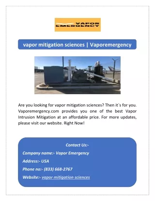 vapor mitigation sciences | Vaporemergency