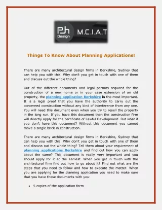 Things To Know About Planning Applications
