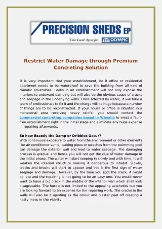 restrict water damage through premium concreting