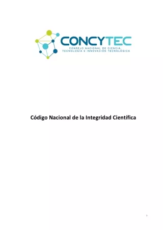 Codigo Nacional de la Integridad Cientifica CONCYTEC