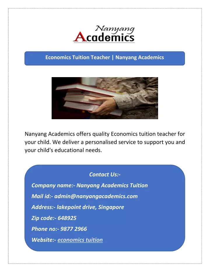 economics tuition teacher nanyang academics