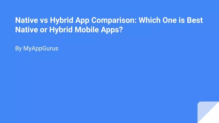 native vs hybrid app comparison which one is best