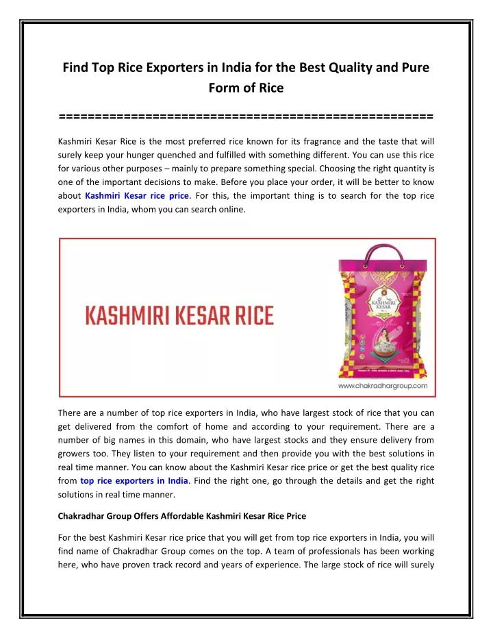 find top rice exporters in india for the best