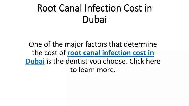 root canal infection cost in dubai