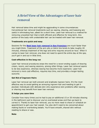 A Brief View of the Advantages of laser hair removal