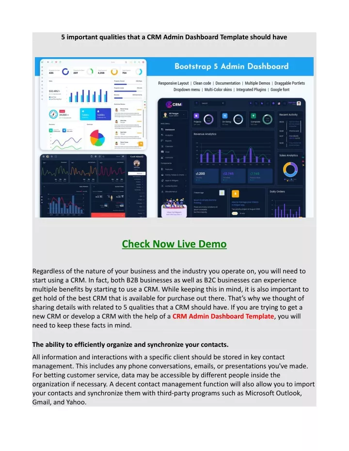 5 important qualities that a crm admin dashboard