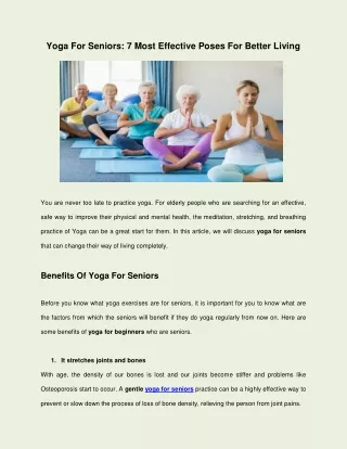 Yoga For Seniors - 7 Most Effective Poses For Better Living