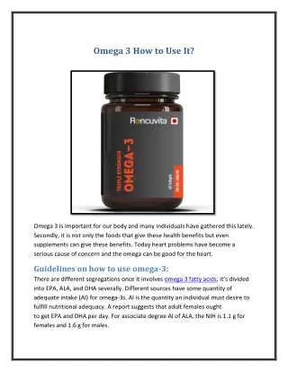 omega 3 how to use it