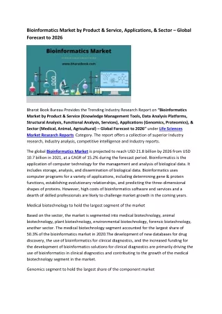 bioinformatics market by product service