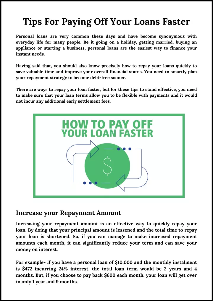 tips for paying off your loans faster