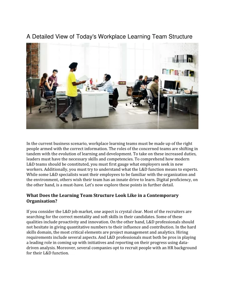 a detailed view of today s workplace learning