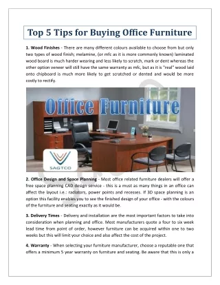 Top 5 Tips for Buying Office Furniture