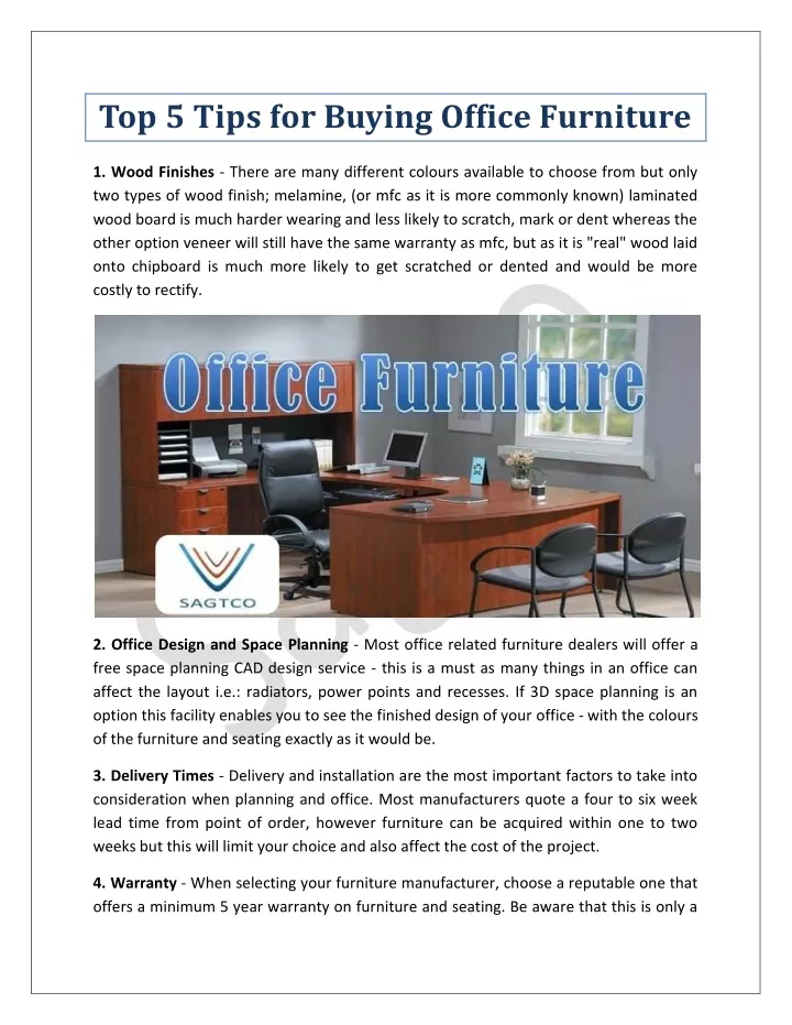 top 5 tips for buying office furniture