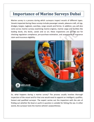 Importance of Marine Surveys Dubai