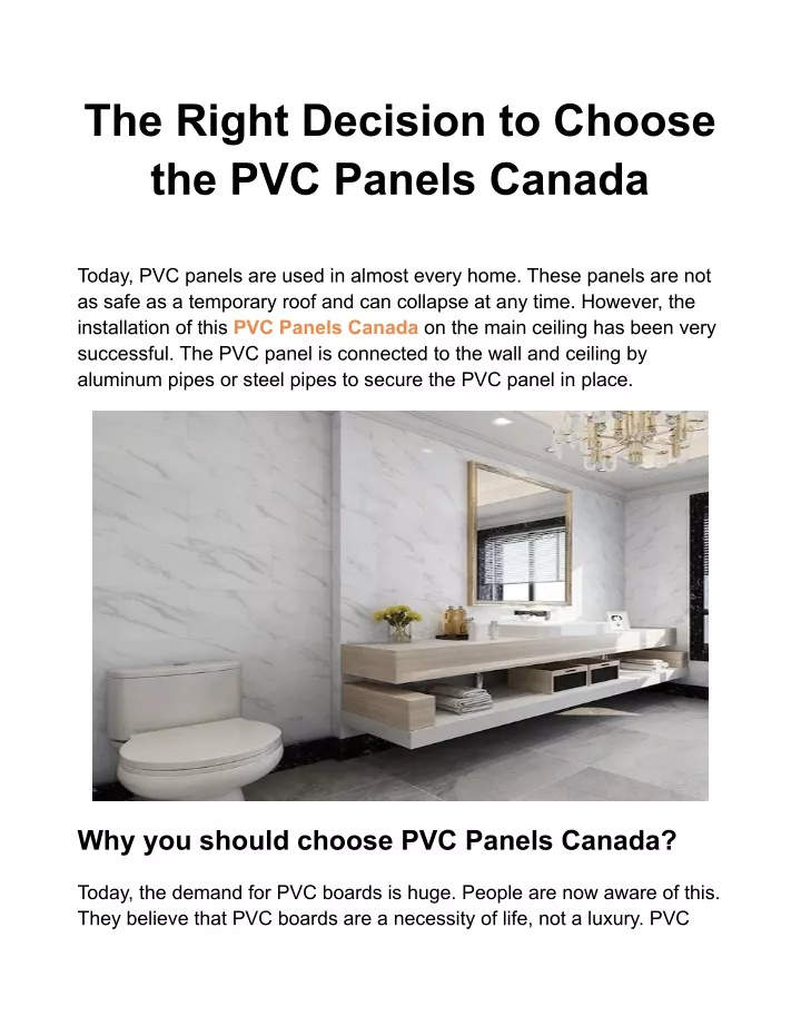 the right decision to choose the pvc panels canada