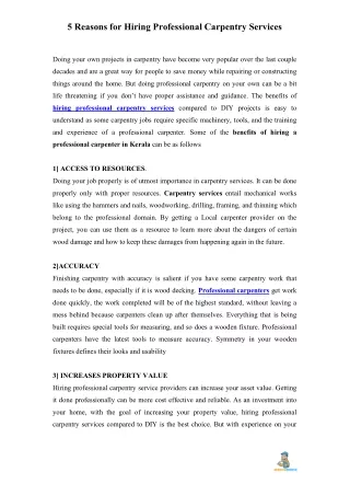 Benefits of hiring professional carpentry services