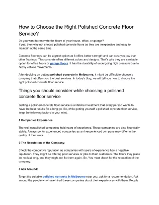 how to choose the right polished concrete floor