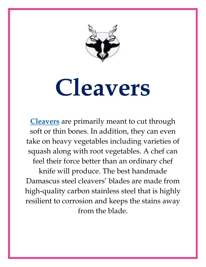 cleavers cleavers are primarily meant