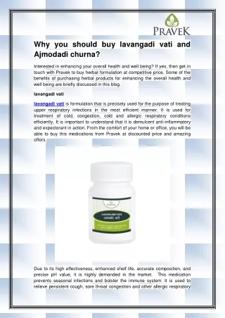why you should buy lavangadi vati and ajmodadi