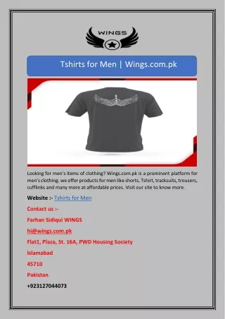 tshirts for men wings com pk