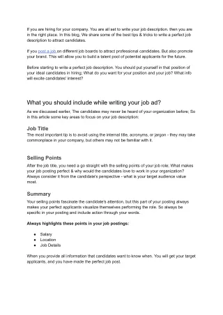 if you are hiring for your company