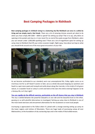 best camping packages in rishikesh