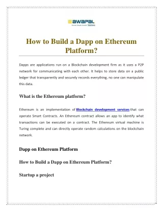 how to build a dapp on ethereum platform