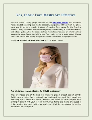 Yes, Fabric Face Masks Are Effective