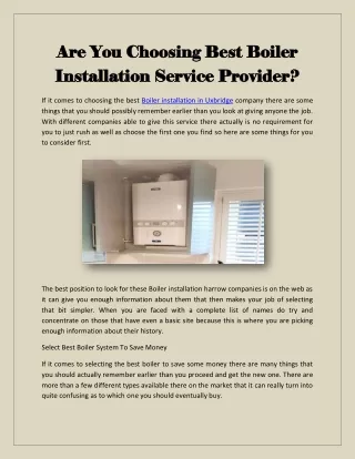 Are You Choosing Best Boiler Installation Service Provider