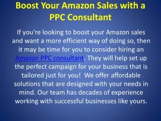 boost your amazon sales with a ppc consultant