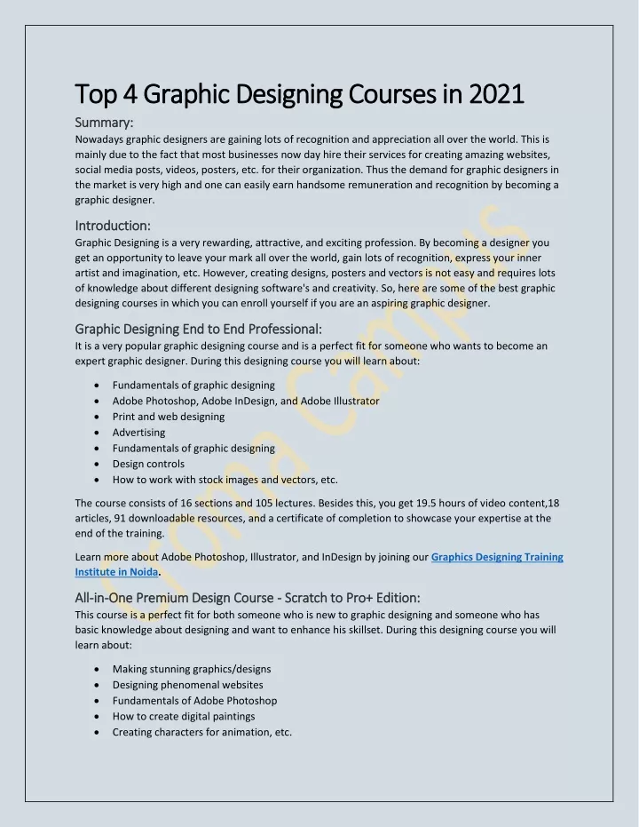 top 4 graphic designing courses in 2021