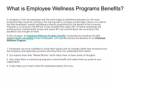 What is Employee Wellness Programs Benefits_