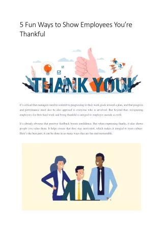 5 Fun Ways to Show Employees You Are Thankful