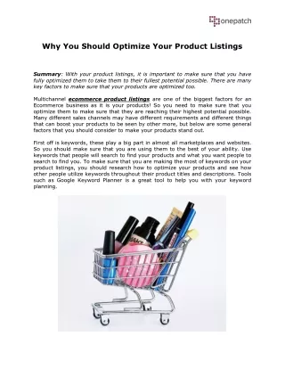 why you should optimize your product listings