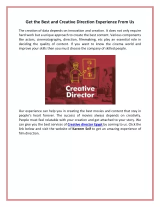 get the best and creative direction experience
