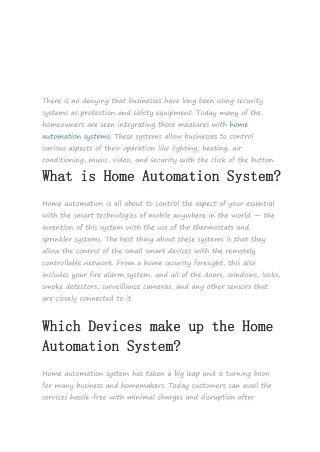 Home Automation System A Boon to the Budiness and homemakers