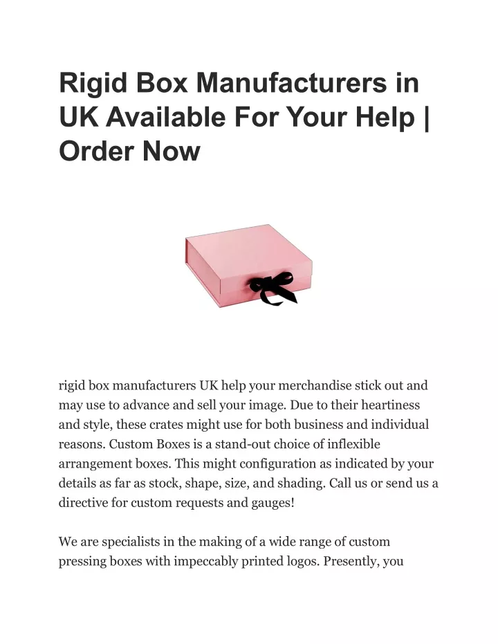 rigid box manufacturers in uk available for your