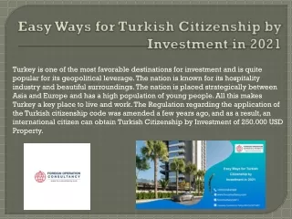 Easy Ways for Turkish Citizenship by Investment in 2021