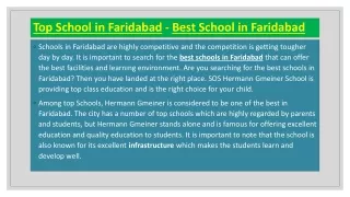 Top School in Faridabad - Best School in Faridabad